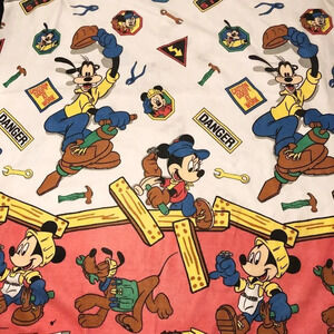 Vintage Disney Mickey Mouse Goofy At Work Construction Blanket Polyester Acrylic